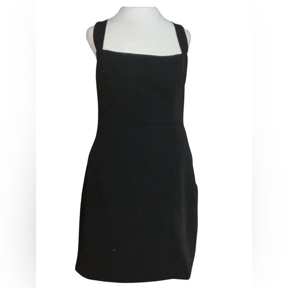 Lulus Black Square Neck Mini Dress Size L NWT Bodycon Sheath LBD Cocktail Party - Picture 2 of 12